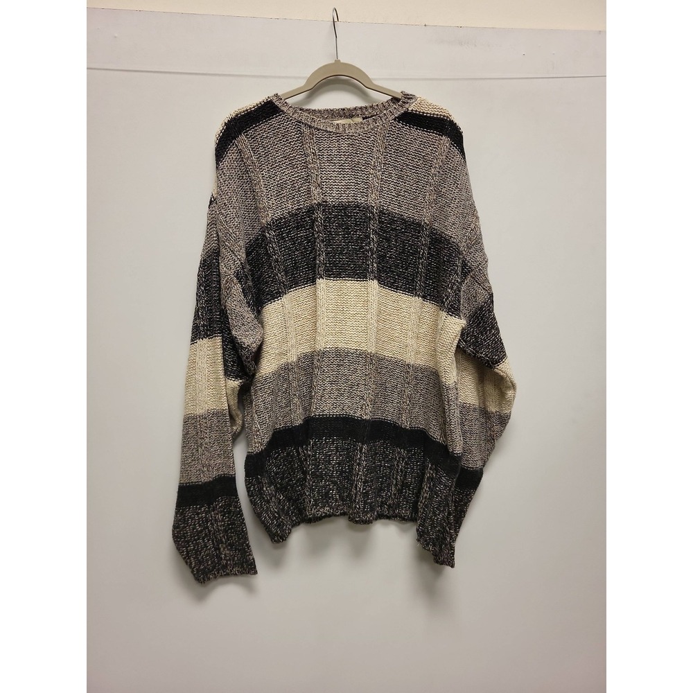 Eddie Bauer Mens XL Sweater Wool Blend Striped Crew Neck Pullover Top Knitwear